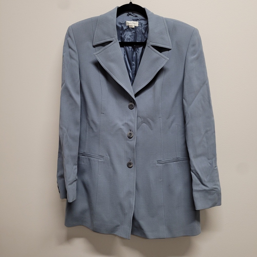 Greta Garbo Vintage 100% Virgin Wool Blazer Made in Italy Blue Size 14